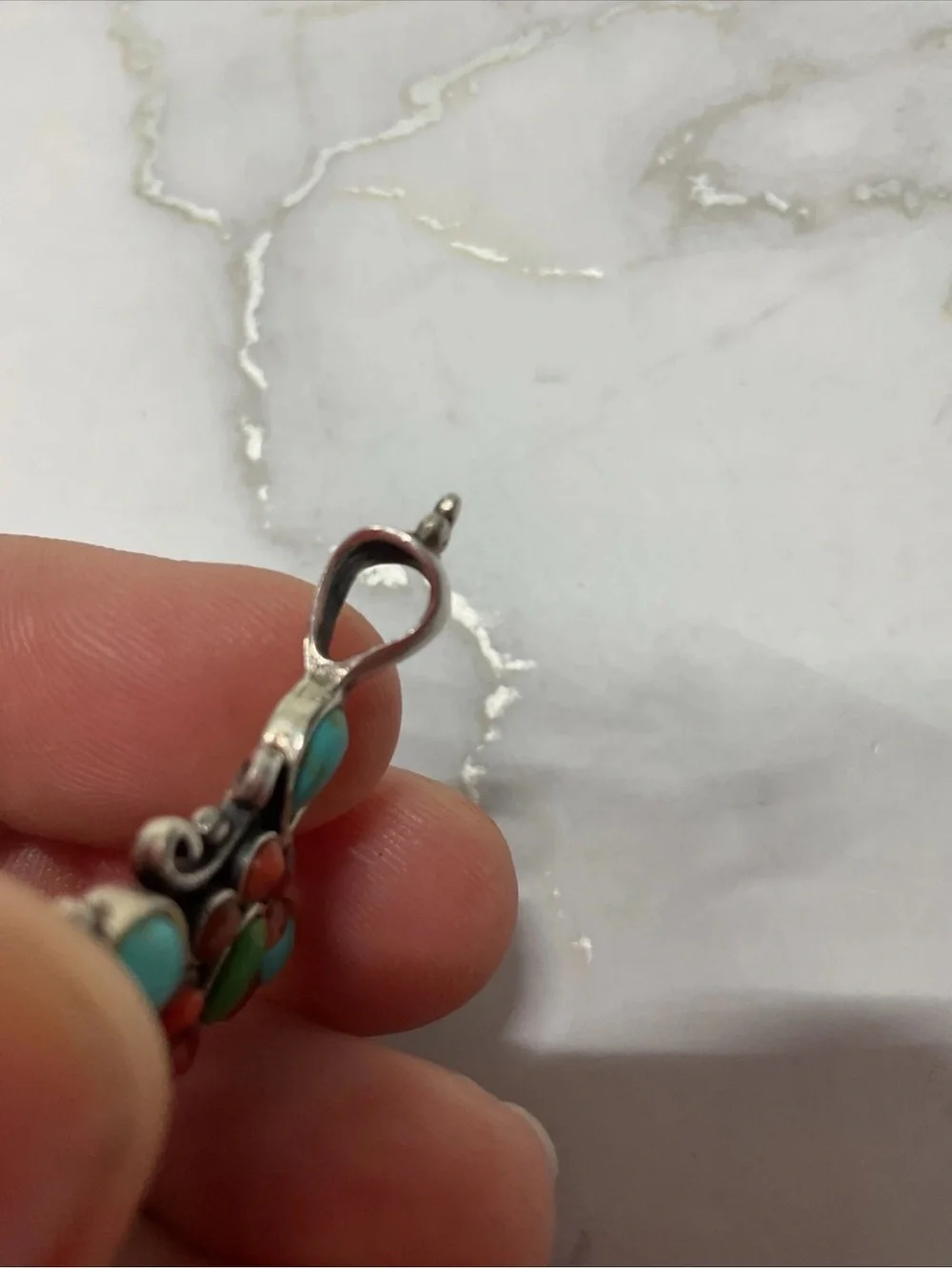 Barse Sterling Silver 925 Turquoise Cross Pendant Multistone Southwest AC